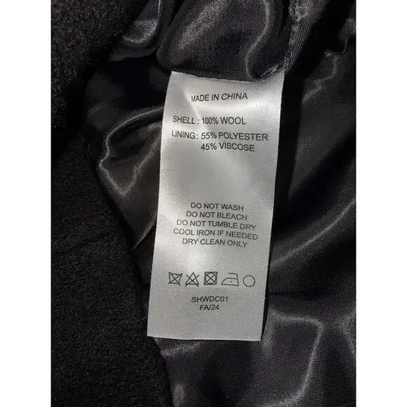 Quince Jacket Womens Medium Black Wool Collarless Gold Button Pockets Short NWT